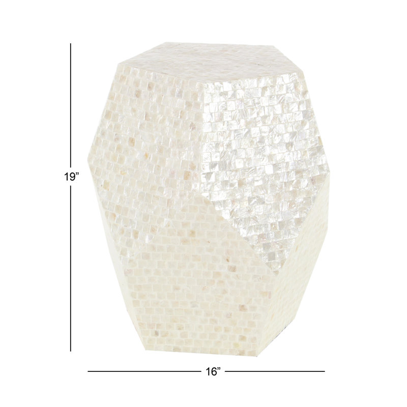 Cole And Grey Mother Of Pearl Shell Handmade Cream Side End Accent Table