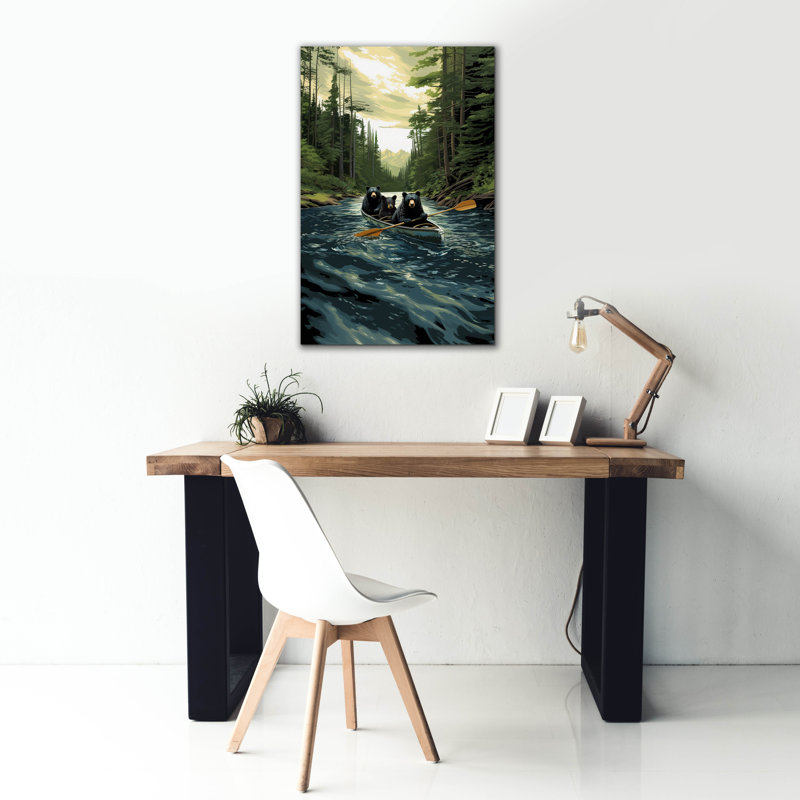  «Black Bear Canoe» par Jim Baldwin, art mural sur toile, 26 po x 40 po, H 40 po x l 26 po