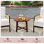 Round Fir and Pine Solid Wood Outdoor Side Table - 61 cm W 61 cm D-886998650