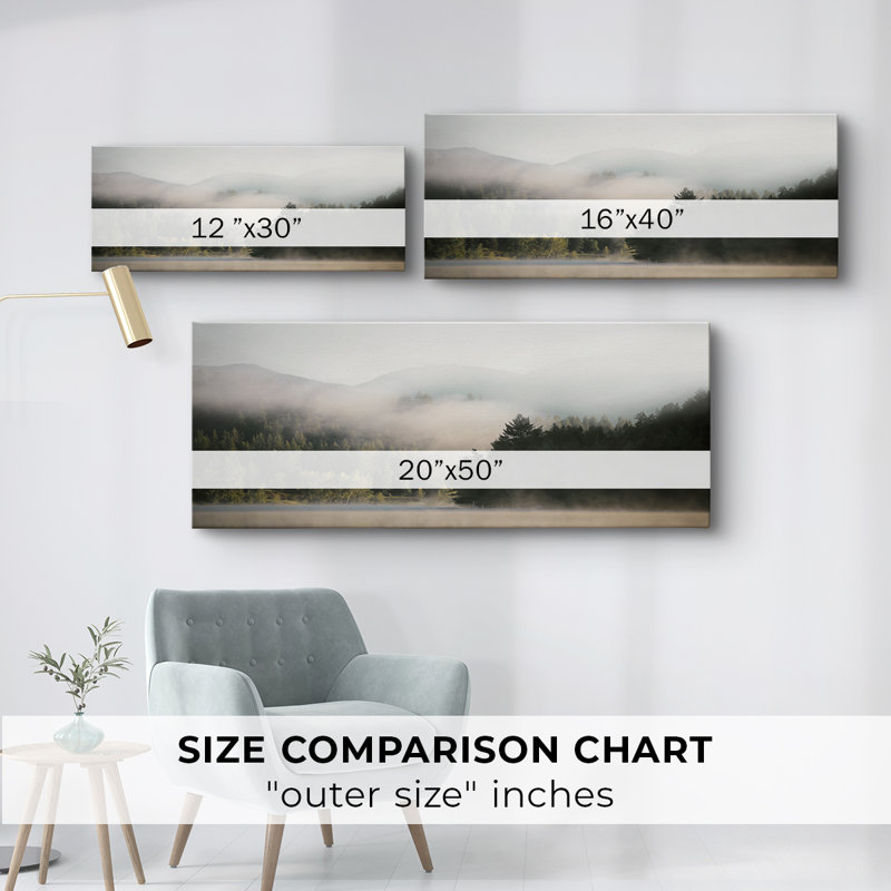 Misty Serenity - Toile tendue avec châssis - Prêt à accrocher, H 12 po x l 30 po