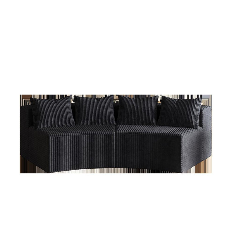 Canapé en mousse Corduroy, Velours côtelé noir, H 30,5 po x l 90,5 po x P 36 po