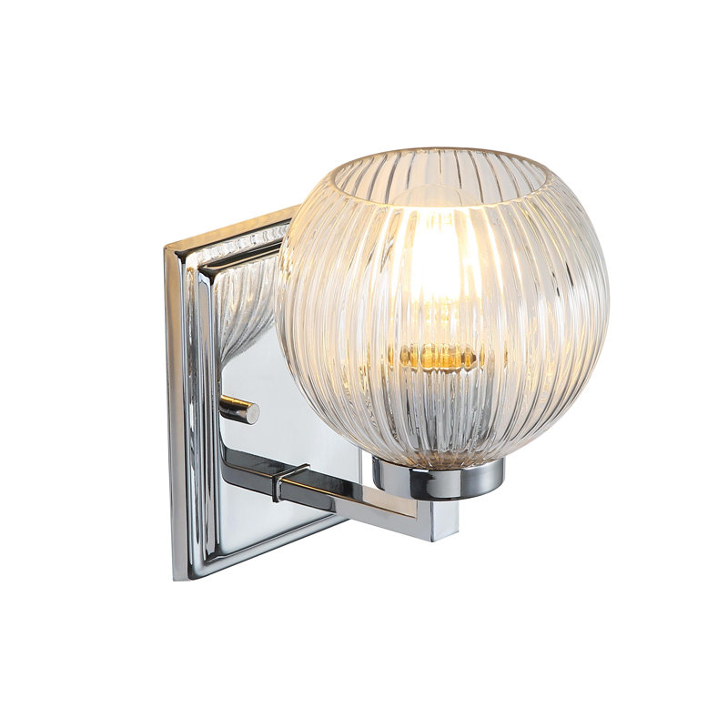 Nella 1 Light Bath Vanity with Ribbed Clear Shade, Chrome