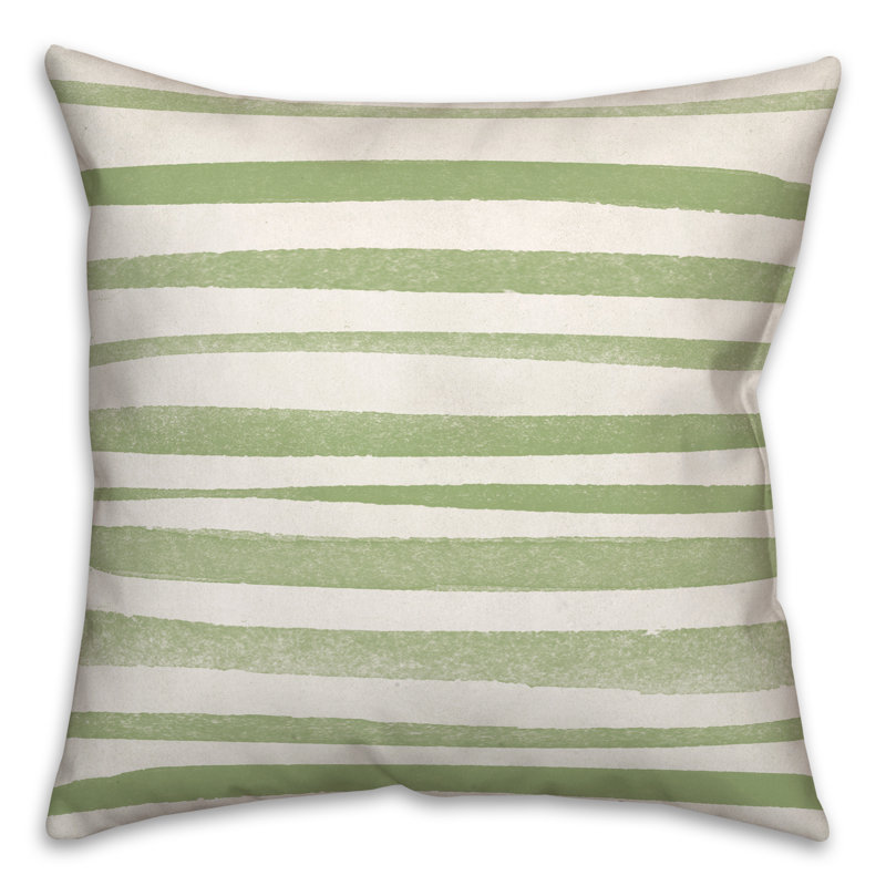 Striped Outdoor Reversible Throw Pillow, Green