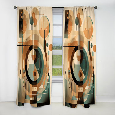 Rideau occultant orange et vert Mid Century Momentum III - Mid-Century