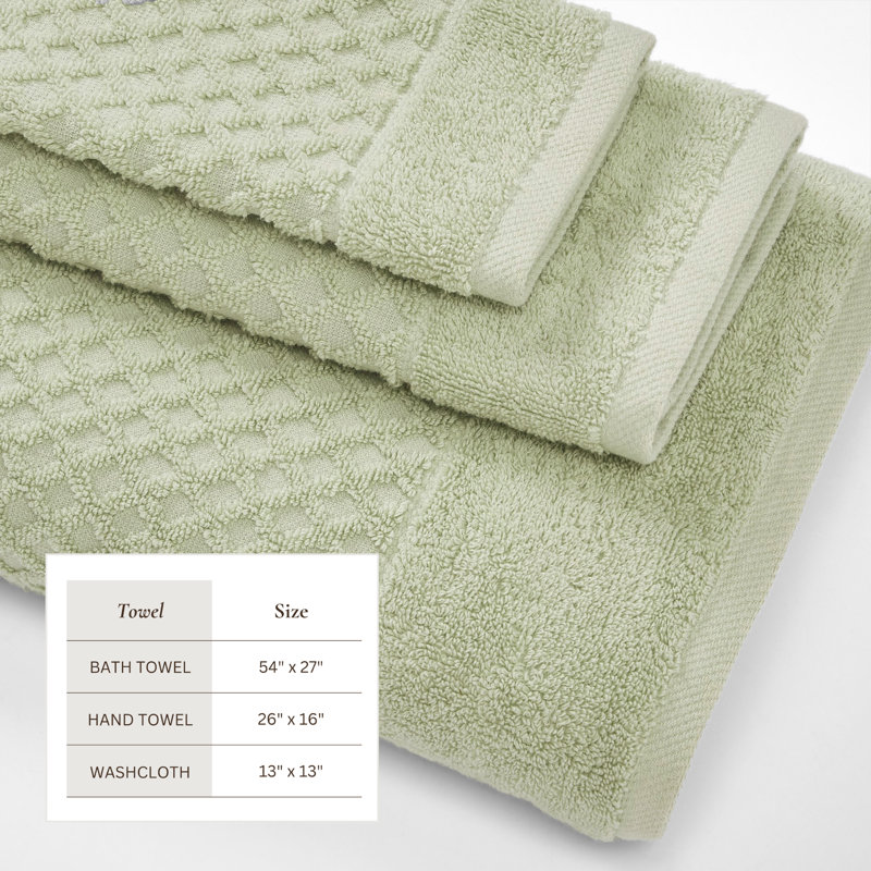 Ensemble de serviettes 100% coton ultra doux et absorbant, Vert pâle, Ensemble de serviettes 6 pièces