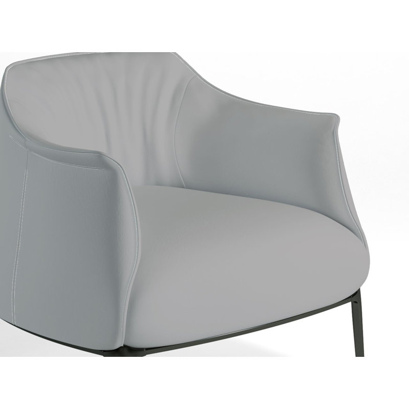 Fauteuil assorti en cuir de 33 po de largeur Wojtala, Cuir assorti gris anthracite