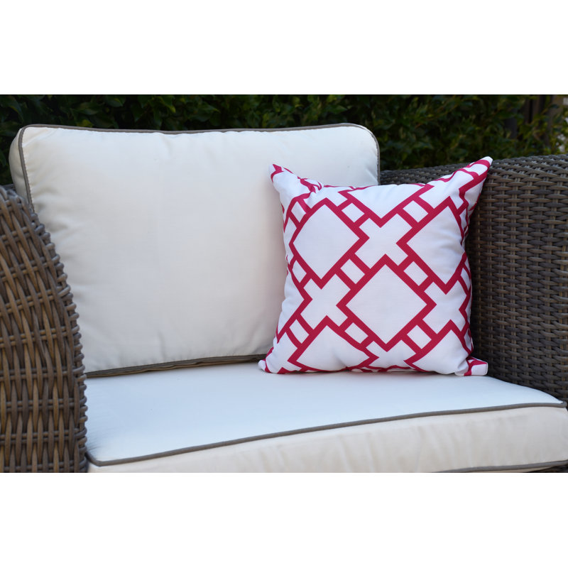 Housse et insert de coussin d'extérieur carré Palm Beach, Rose/fuchsia, 16 po x 1 po