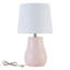 Lampe de table 19,25 po en céramique rose avec base texturée et abat-jour en lin-1831798624
