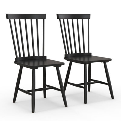 Set Of 2 Windsor Dining Chairs With High Spindle Back