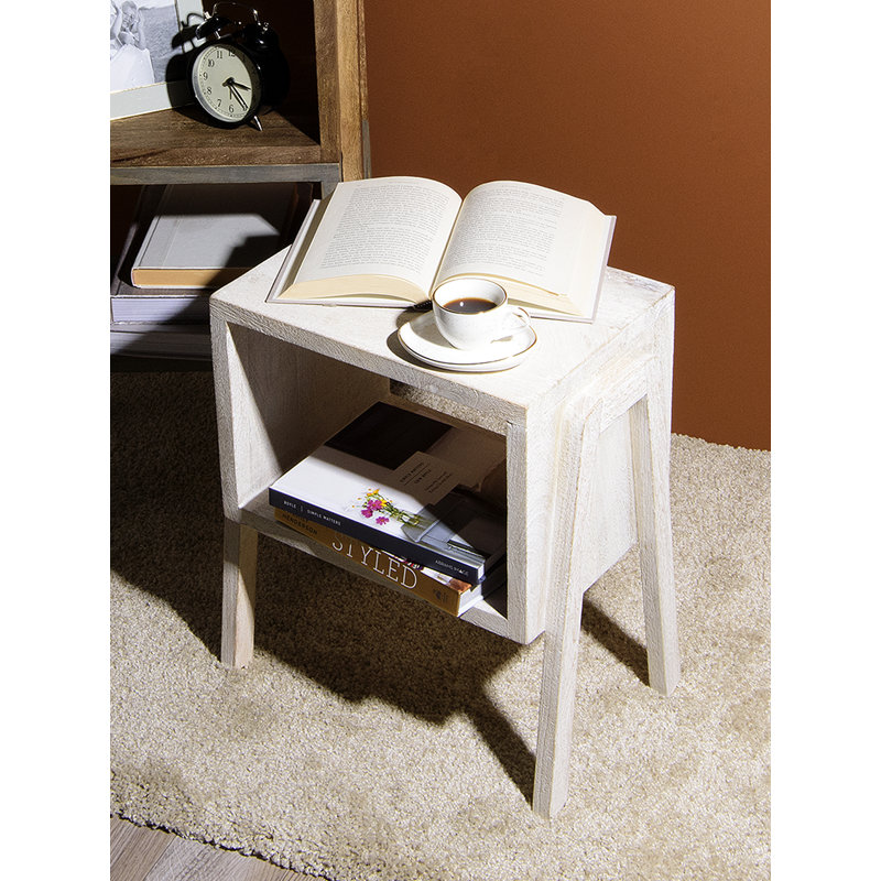 Oakhaven Solid Wood Top End Table, White