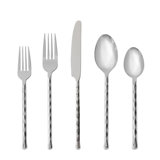 Fortessa Spindle 18/10 Stainless Steel, 5 Piece Flatware Set (Service for 1), Silver