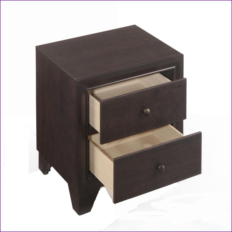 Table de chevet transitionnelle 2 tiroirs Espresso
