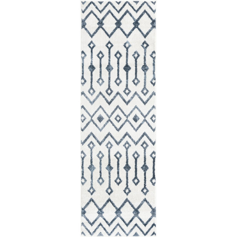 Tapis abstrait bleu marine / ivoire, Rectangle 9 pi x 12 pi