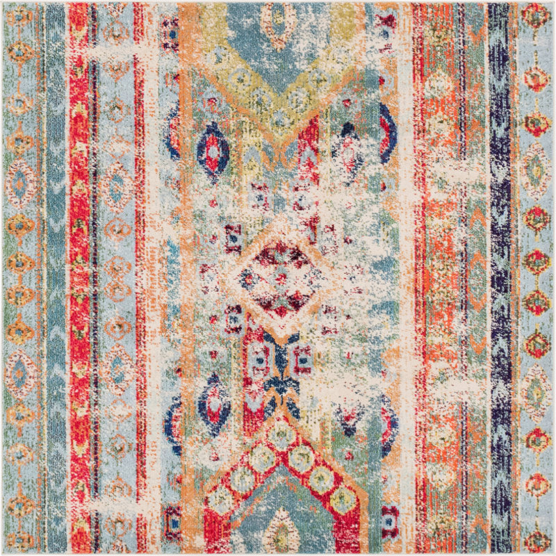Newburyport Southwestern Area Rug, Square 8', Blue 