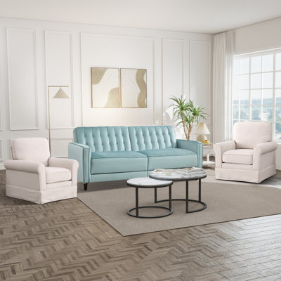 3-Piece Living Room Set with two Swivel Accent Chairs & a Convertible Sofa Bed