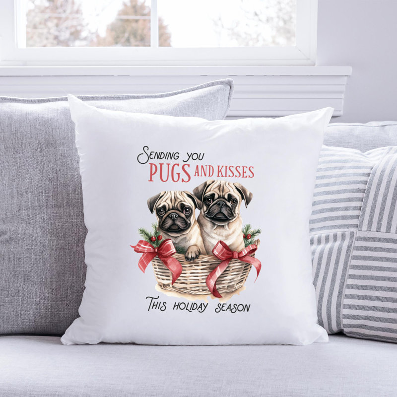 12_pug Polyester/Polyester Blend Reversible Throw Pillow, 18" x 18"