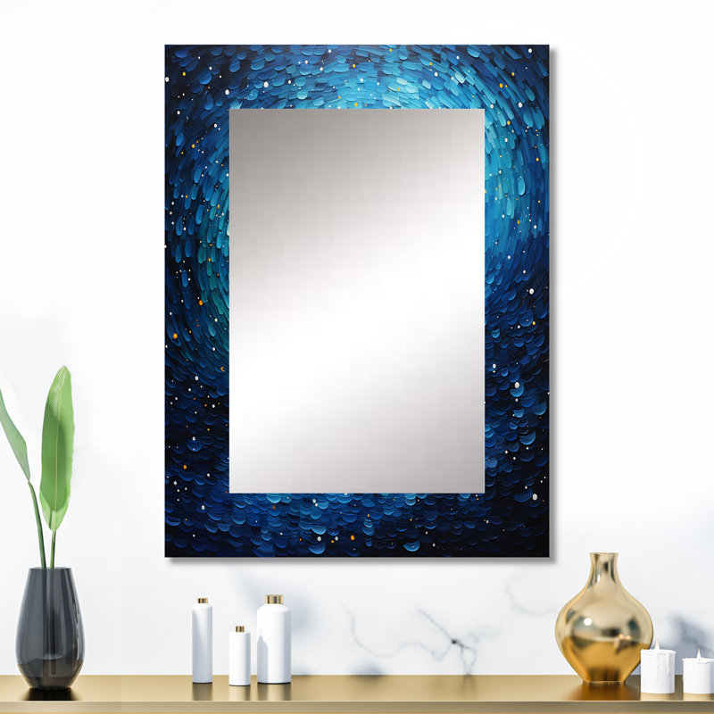 Pointillism River Majestic Cascade - miroir mural unique en rivière, miroir traditionnel, impression sur métal, 32 po x 24 po