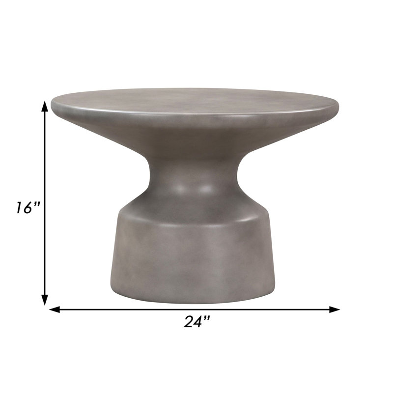 Anterrion 24" Wide Round Pedestal Coffee Table in Grey Concrete