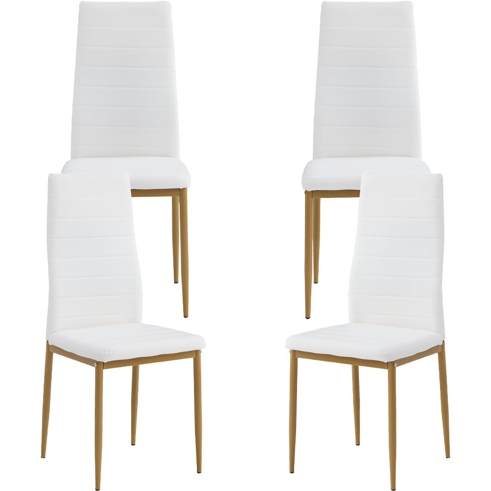 Dining Chair Set Of 4, Upholstered Leather Kitchen Chairs With High Back & Metal Legs For Dining, Kitchen, Living Room