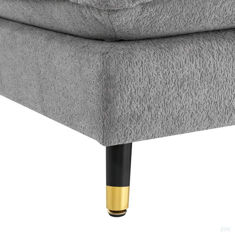 L-Shaped Sectional Sofa, Cloud Chenille Fabric Sofa (Sectional), Gray Chenille