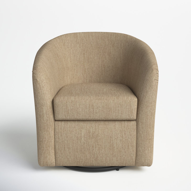 Fauteuil demi-tonneau pivotant en polyester 30,5 po Anrea, Mélange de polyester avoine Hapden