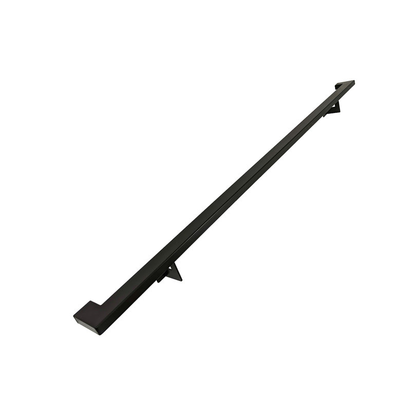Urban Contemporary Handrail Grab Bar Kit, L Steel Brackets, Returns to Wall, Powder Coat, 72" W, Black