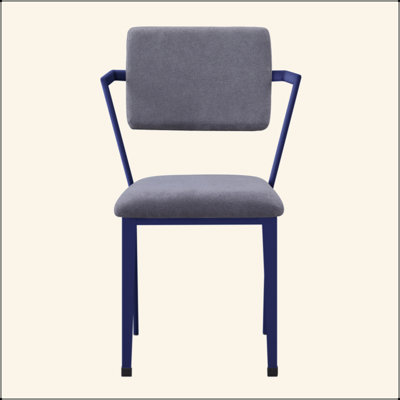 Chaise de bureau rembourrée grise et bleue