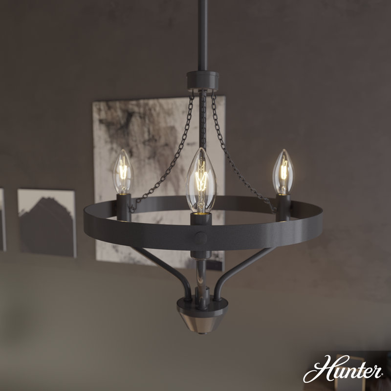 Merlin 3 Light Chandelier Ceiling Light Fixture, Noble Bronze