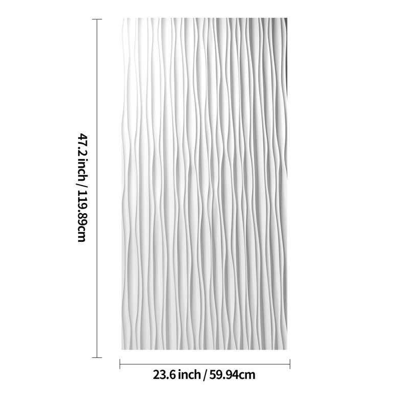Art3d 47.2''X23.6'' PVC 3D Wall Panel,White Wavy Textured Accent Wall Panelling for Living Room,TV Backdrop(Set of 6), White