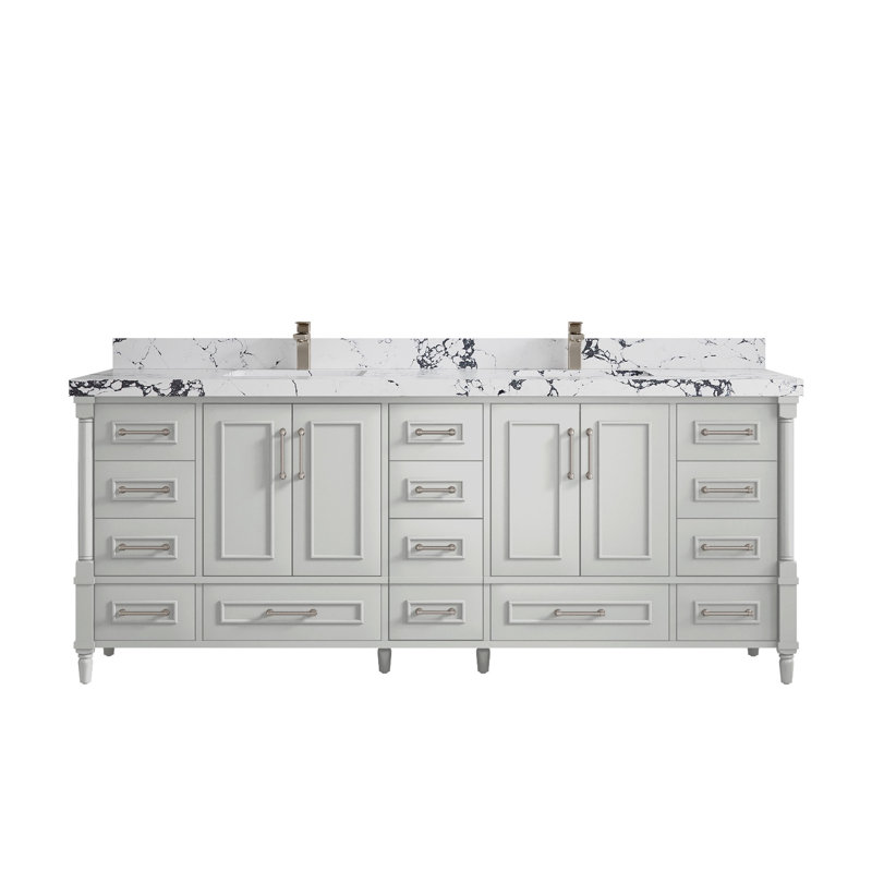 Aberdeen Bathroom Vanity, 2 IN Viola Night, Coventry Gray