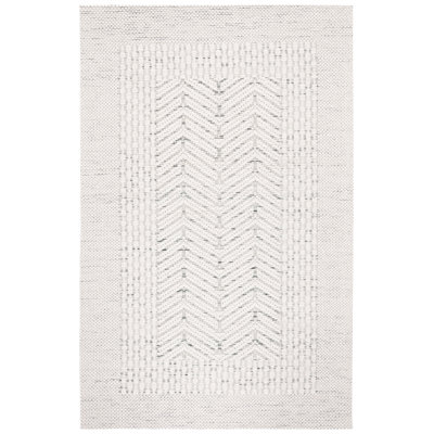 Manya Striped Handwoven Wool/Polyester Area Rug in White