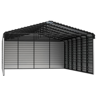 Steel Carport With 3 Wall Kits, 20X29X09