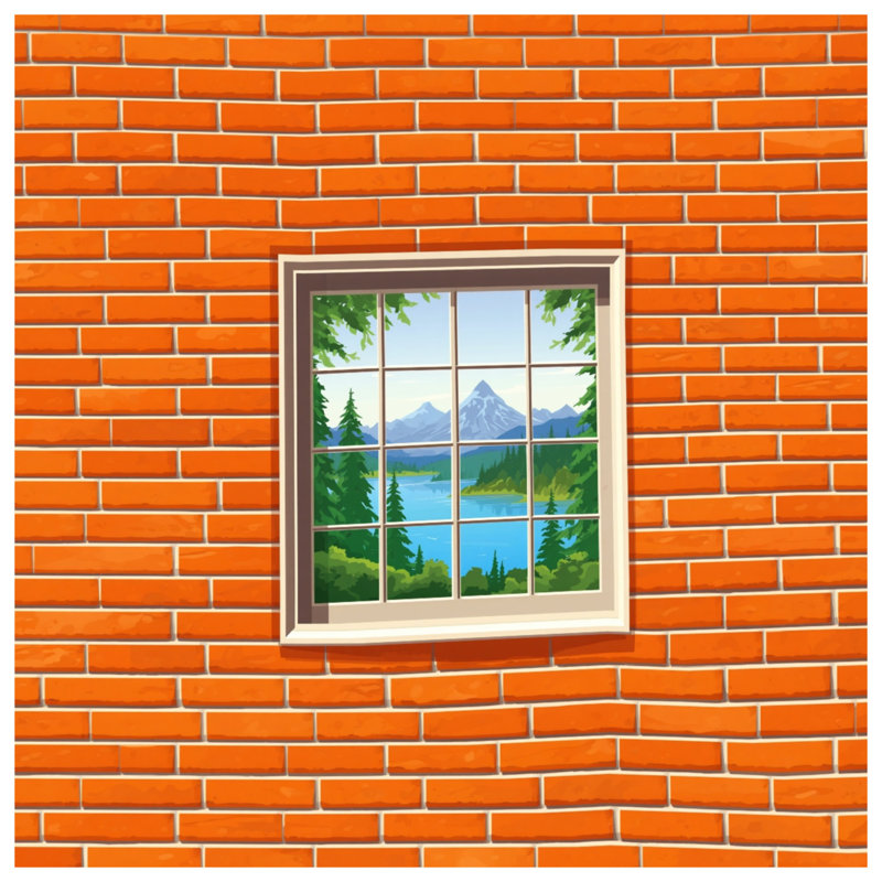 Rideaux de fenêtre Brick Wall, 50" x 80" - 1 Panel, Transparent