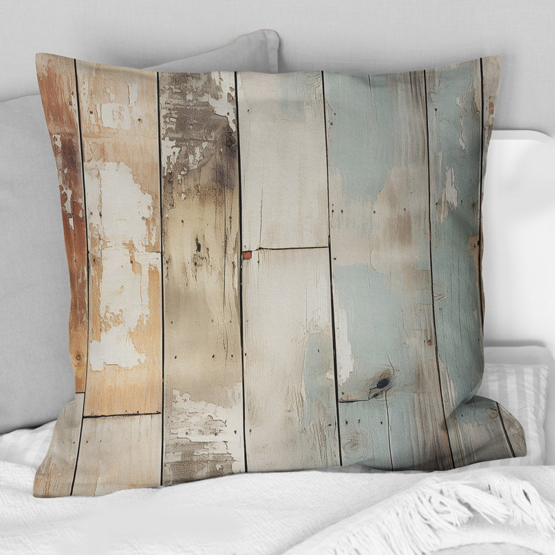 Coussin Rustic Farmhouse Wooden Planks III - Vintage, H 18 po x l 18 po