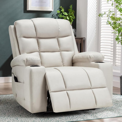 Oversized Electric Recliner Chair With Side Pocket Cup Holders Breathable Fabric Home Theater Seating For Living Room