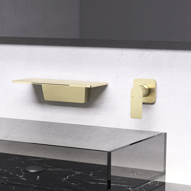 Bathroom Sink Faucet In Golden Glow - Built With High-Grade Brass Single Control For Simple Water Flow Adjustment Waterfall Effect A Stylish Faucet, Lustre Manufactured Quality Function Convenient