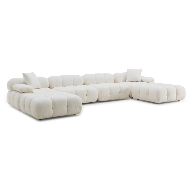 Tov Furniture Calliope Cream Vegan Shearling 6-piece Modular U-Sectional