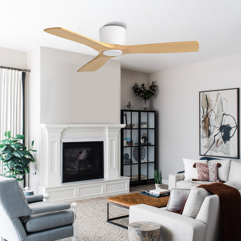 Ventilateur de plafond encastré 3 pales 48 pouces 48 pouces, Naturel, Blanc