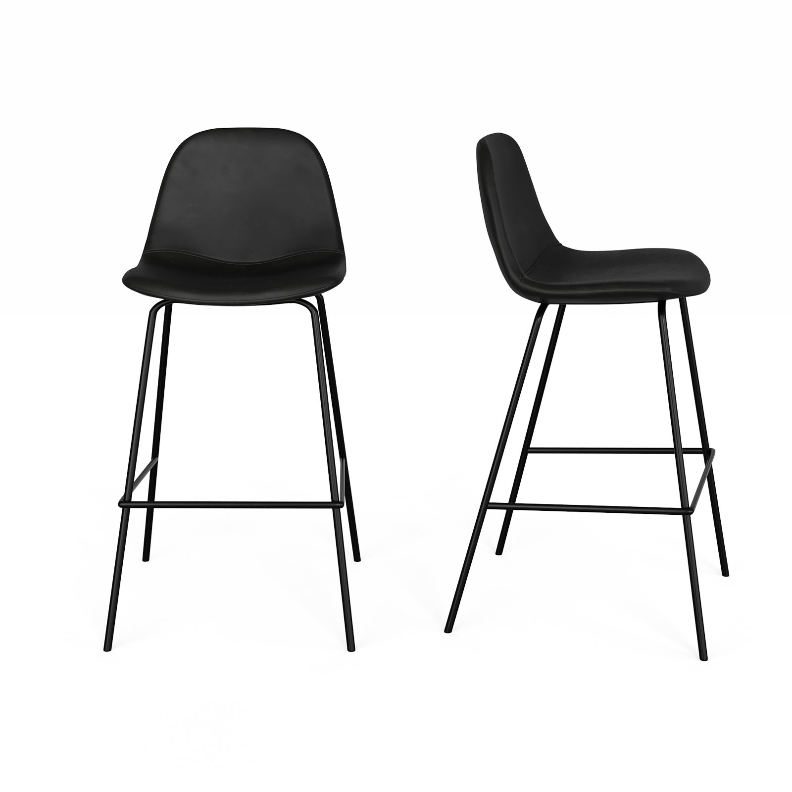Kody Vegan Leather Bar & Counter Stool, Counter Stool (23.75" Seat Height), Midnight Black Vegan Leather