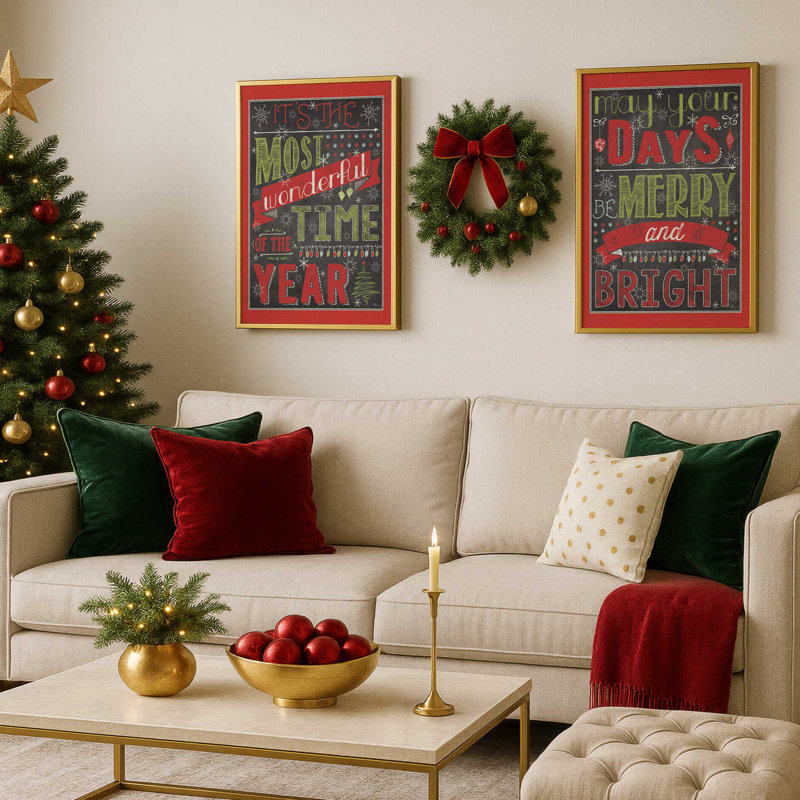 Merry and Bright Days, ensemble de 2 reproductions d'art, 16 po x 12 po, Chrome poli