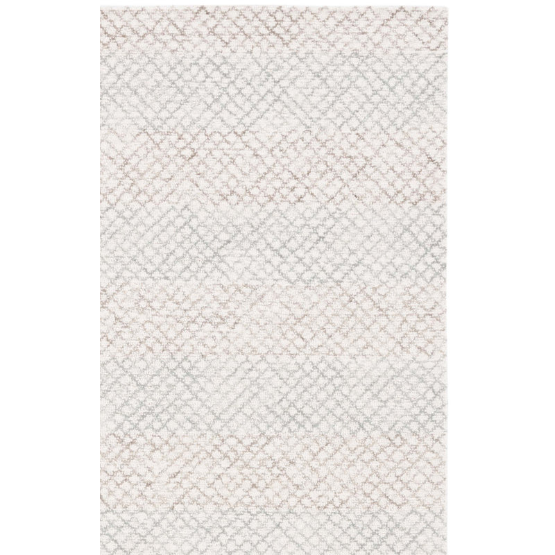 Diane Hand Tufted Wool Cotton Geometric Rug in Ivory/Beige, Rectangle 4' x 6'