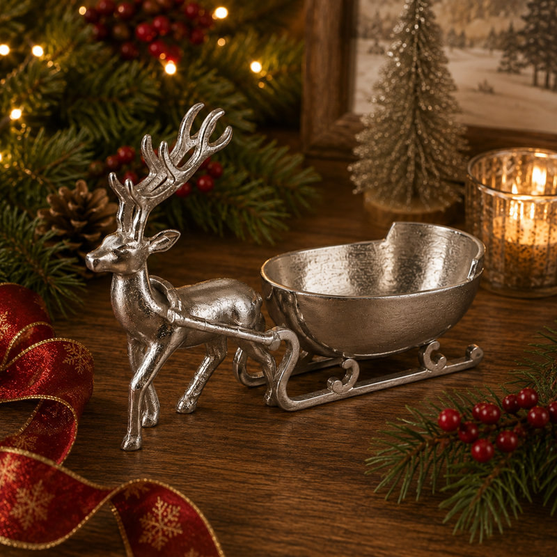 Bol décoratif en forme de renne sculpté, décoration festive pour table basse, table de salle à manger, vestibule et décor des Fêtes