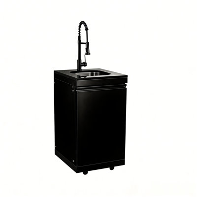Meuble-lavabo d'extérieur à double porte, acier inoxydable 304 de qualité marine, résistance aux intempéries, pieds de nivellement entièrement réglables, évier à grande capacité, raccordements de robinet standard, largeur de 23 po
