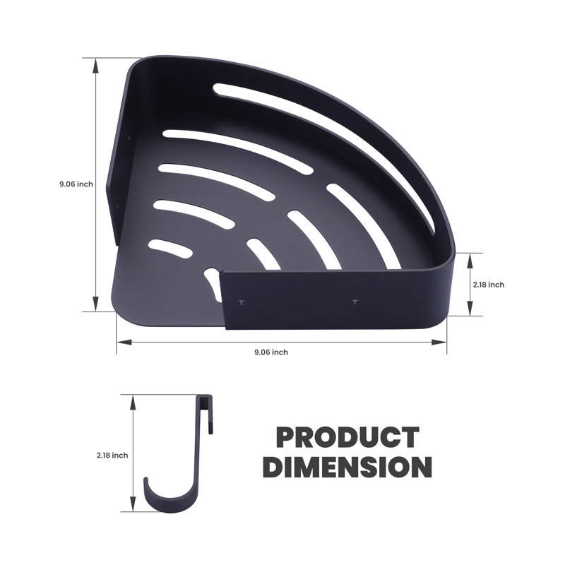 Wall Mounted Triangle Baskets, Silver Storage Basket For Bathroom And Kitchen, Matte Black