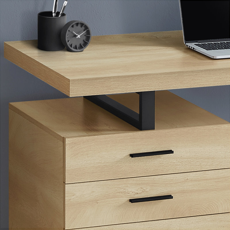 Bureau d'ordinateur Petrella, bureau à domicile, ordinateur portable, installation à gauche, à droite, tiroirs de rangement, L 48 po, bureau, métal, stratifié