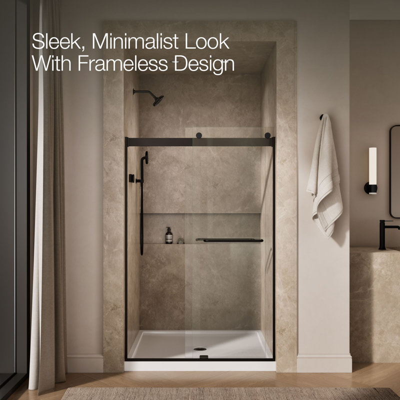 Levity 47.63" x 74" Bypass Shower Door with CleanCoat® Technology, Anodized Dark Bronze, Crystal Clear