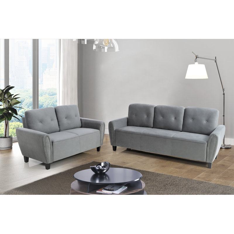 Ensemble de salon Murrill, Velours gris