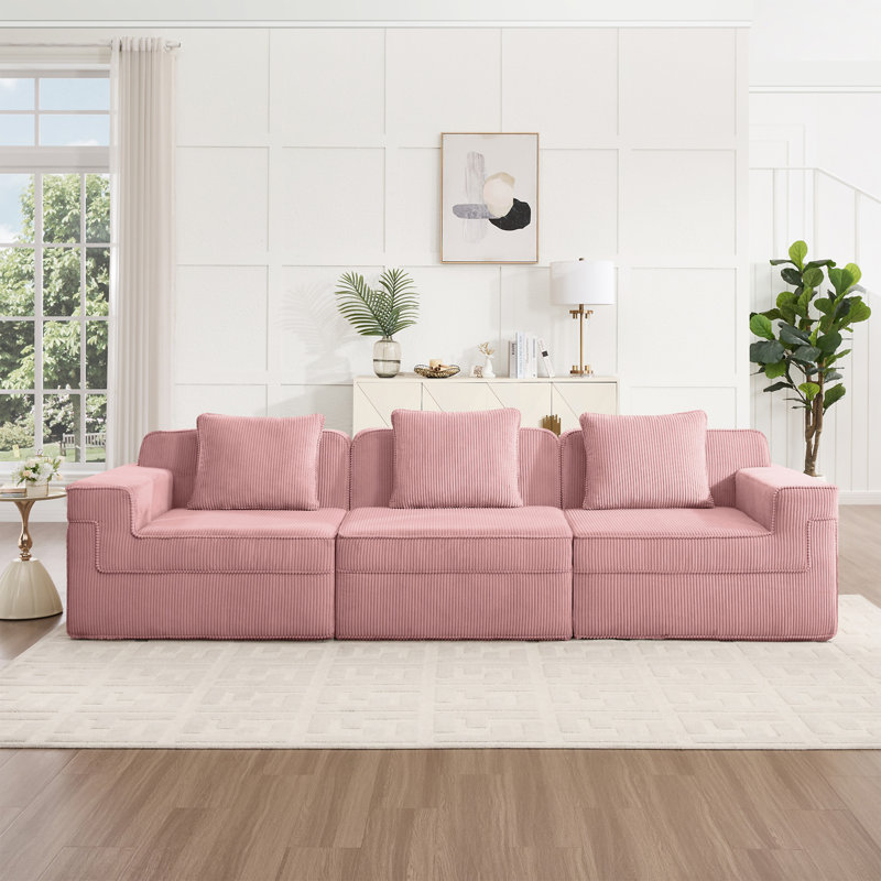Canapé modulaire 3 places, Rose