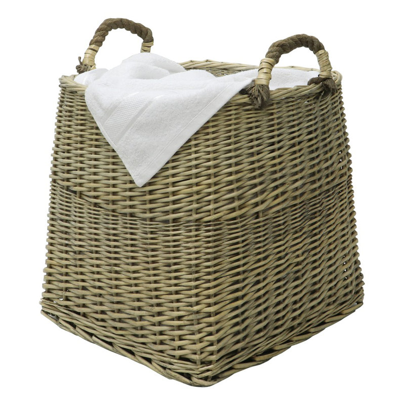 Hand Woven Wicker Laundry Basket with Handles