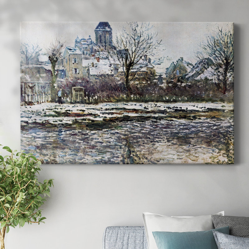 «Snow in Vetheuil» par Monet-Gallery, toile tendue, H 12 po x l 18 po